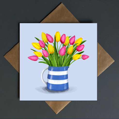 Tulips blank Cornishware - Click Image to Close