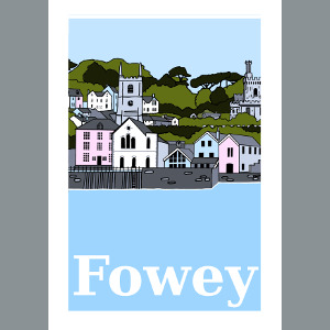 Fowey town scene Print