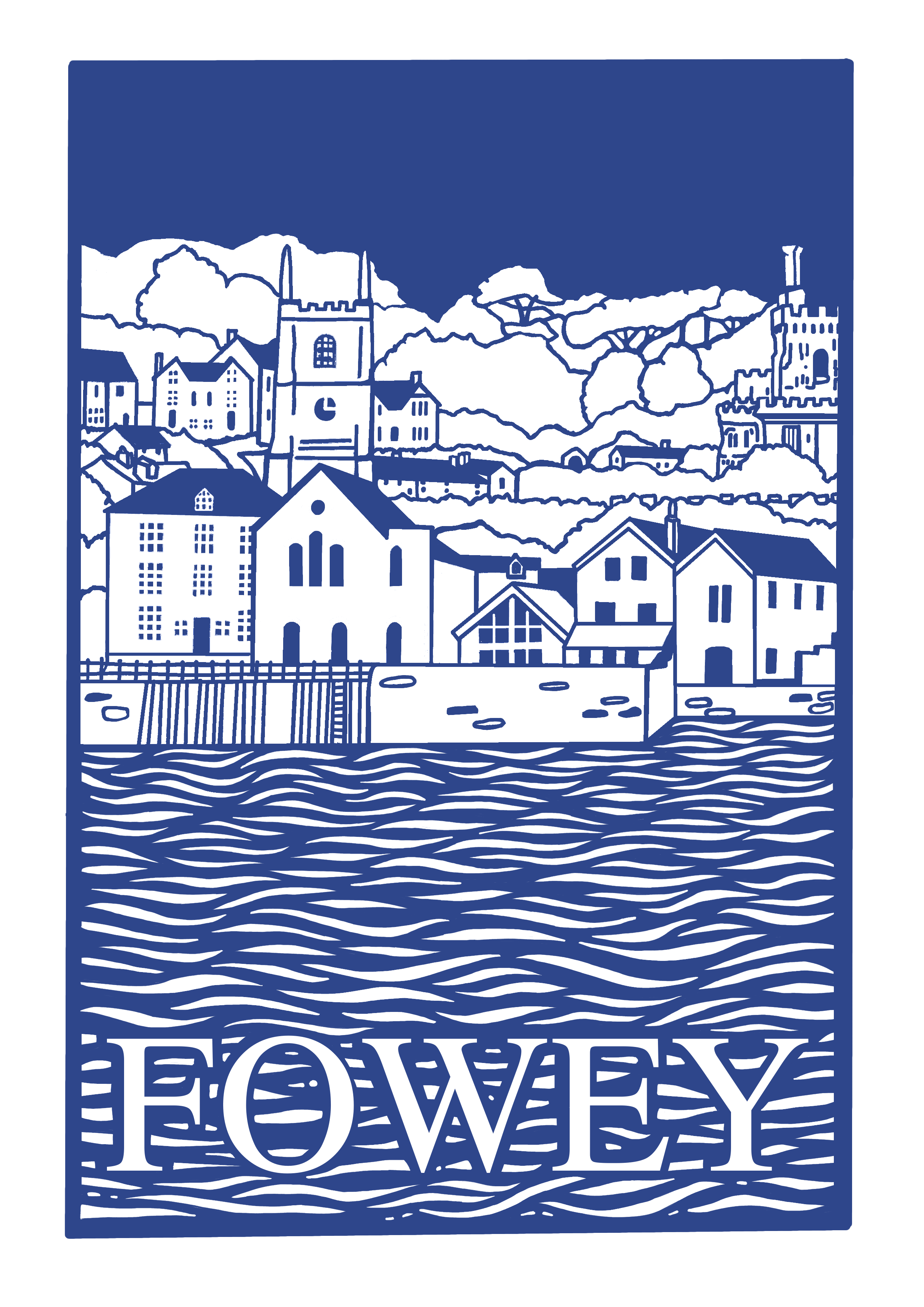 Fowey town Teatowel